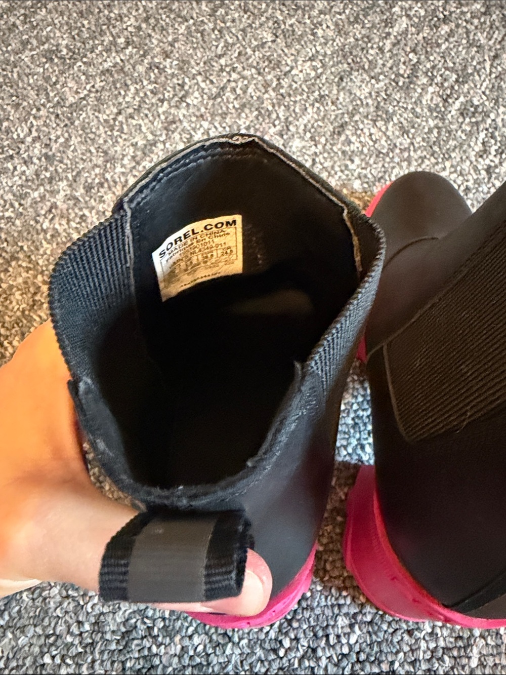 Sorel Black Chelsea Boots with Pink Chunky Heel - Picture 3 of 8